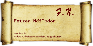 Fetzer Nándor névjegykártya